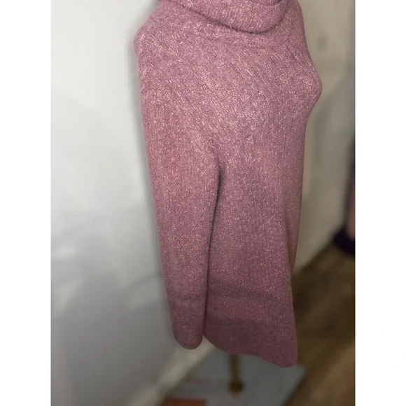 Lulus Pink Preppy Fuzzy Knit Feminine Cowl Neck Cozy Fall Sweater Dress XS - Picture 5 of 7